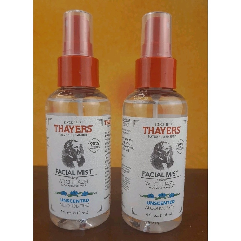 2X Thayers Facial Mist Witch Hazel Aloe Vera Formula • 3oz Spray • Unscented
